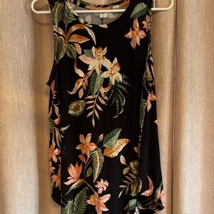 Old Navy Black Floral Tank Top